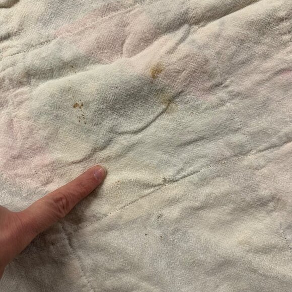 Vintage Patchwork Quilt Blanket Handmade 1960s Small Throw Belted Bison Rainbow - Picture 6 of 9